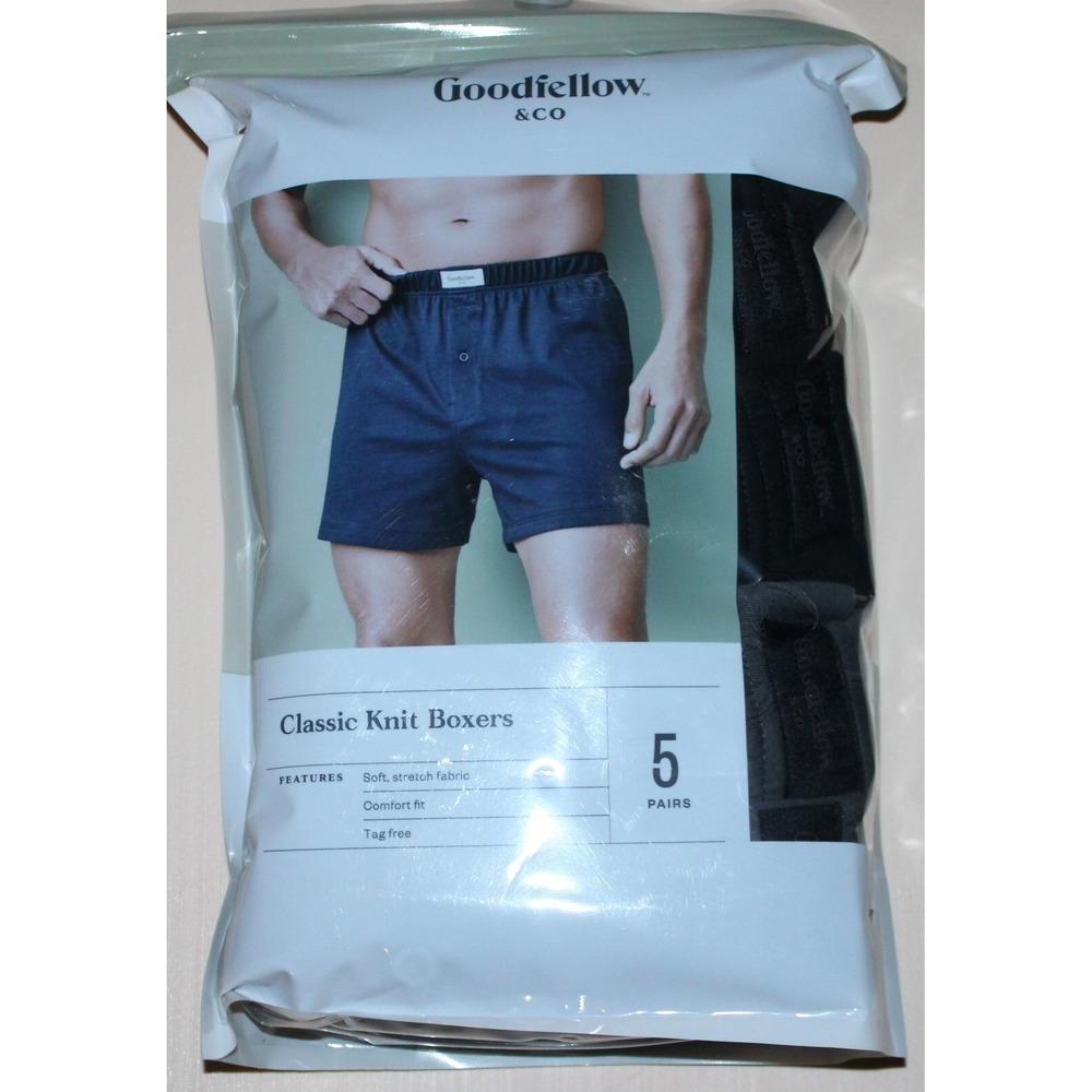 New Men's small S 28/30 Classic Knit Boxers 5 pairs Goodfellow & Co Black/Gray